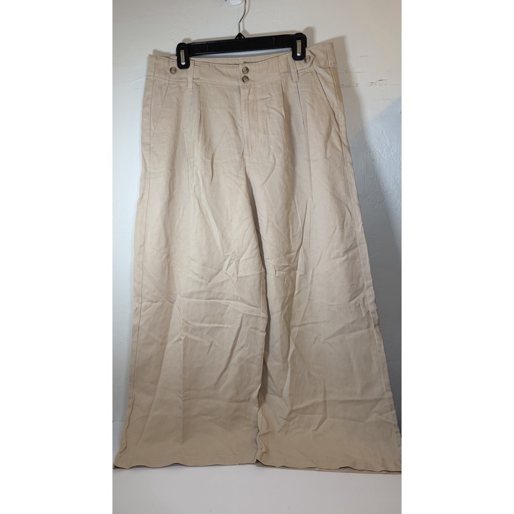 Madewell Pants Women 12 Petite The Harlow Wide Leg Linen Blend Pleated High Rise - Picture 4 of 10
